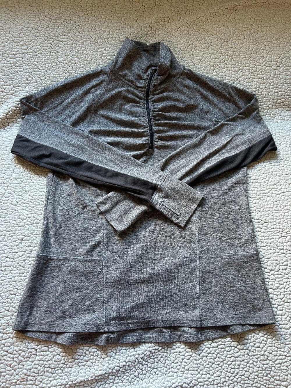 Champion C9 -- heathered grey/ black quarter zip long sleeve